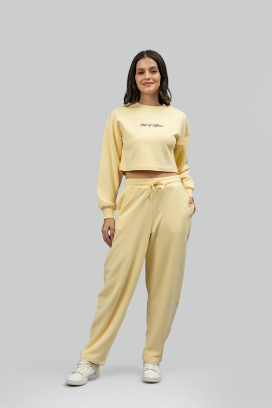 'Out Of Office' Yellow Terry Barrel Co-ord Set