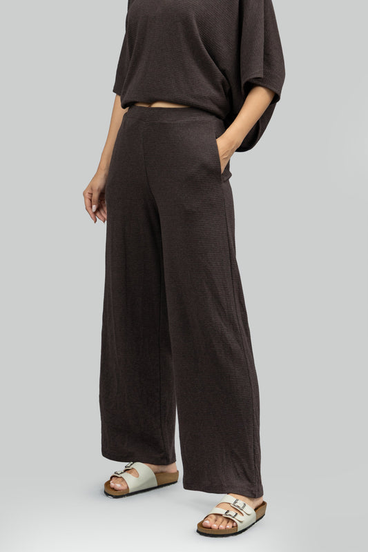 Relaxed Mocha Wide Leg Lounge Pants