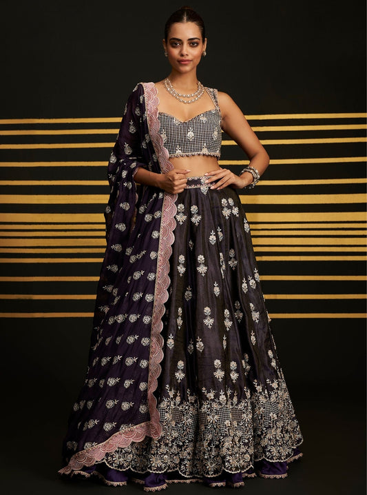 Sathi Luxe Tissue Purple Lehenga