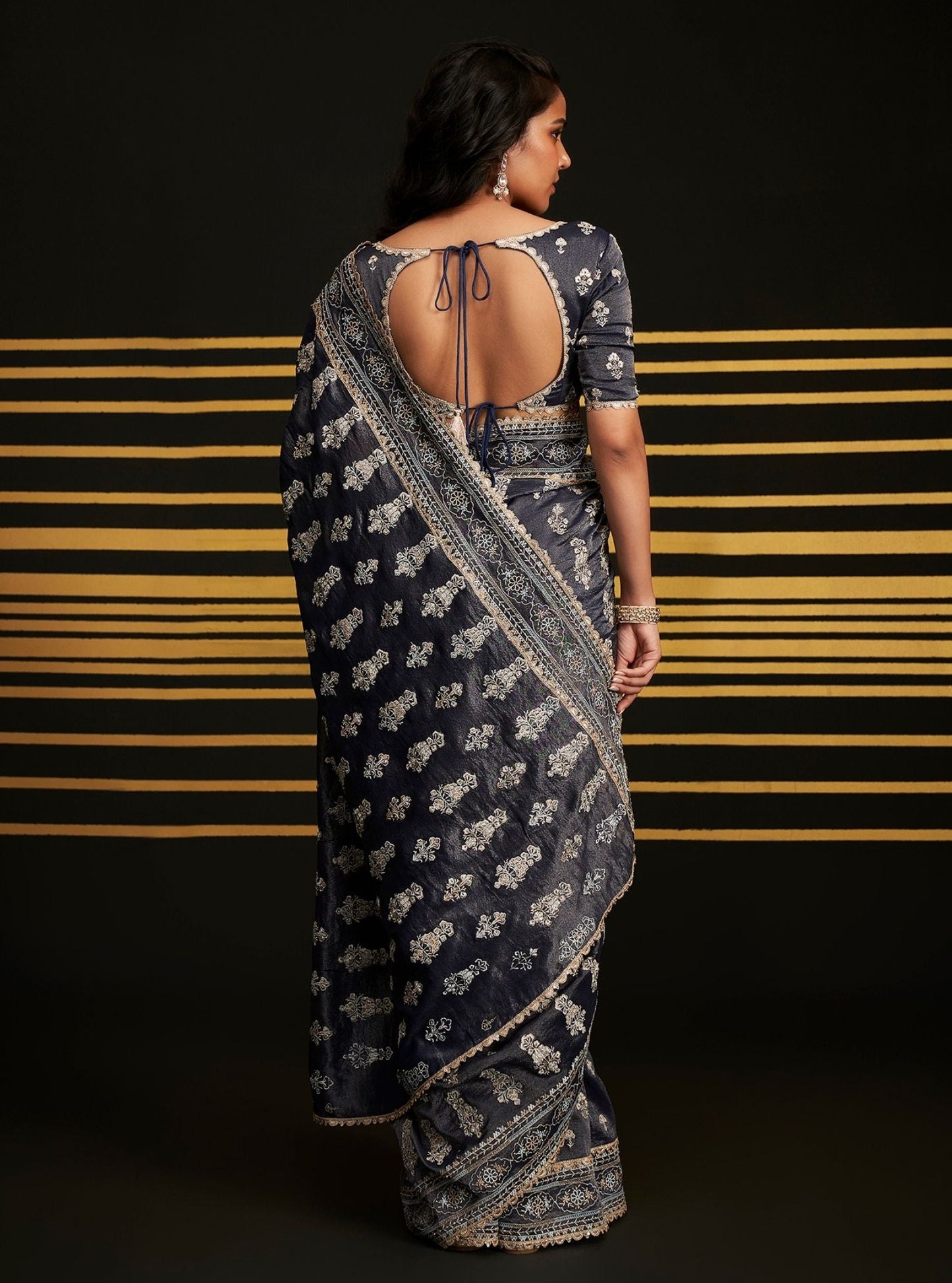 Rangrez Royal Tissue Navy Saree