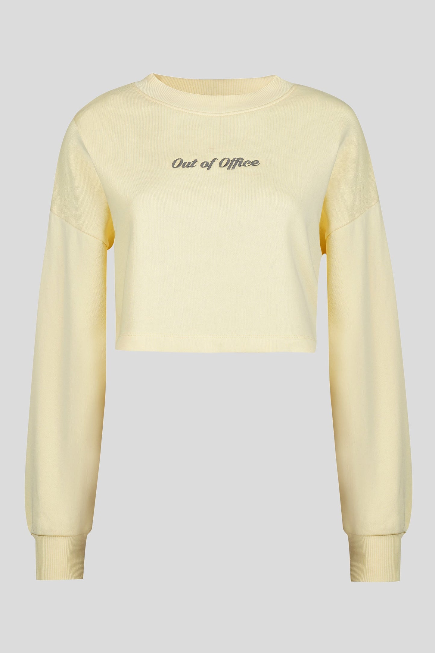 'Out Of Office' Yellow Terry Cropped Sweatshirt