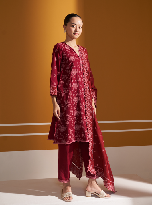 Mulmul Wool Juno Wine Shawl