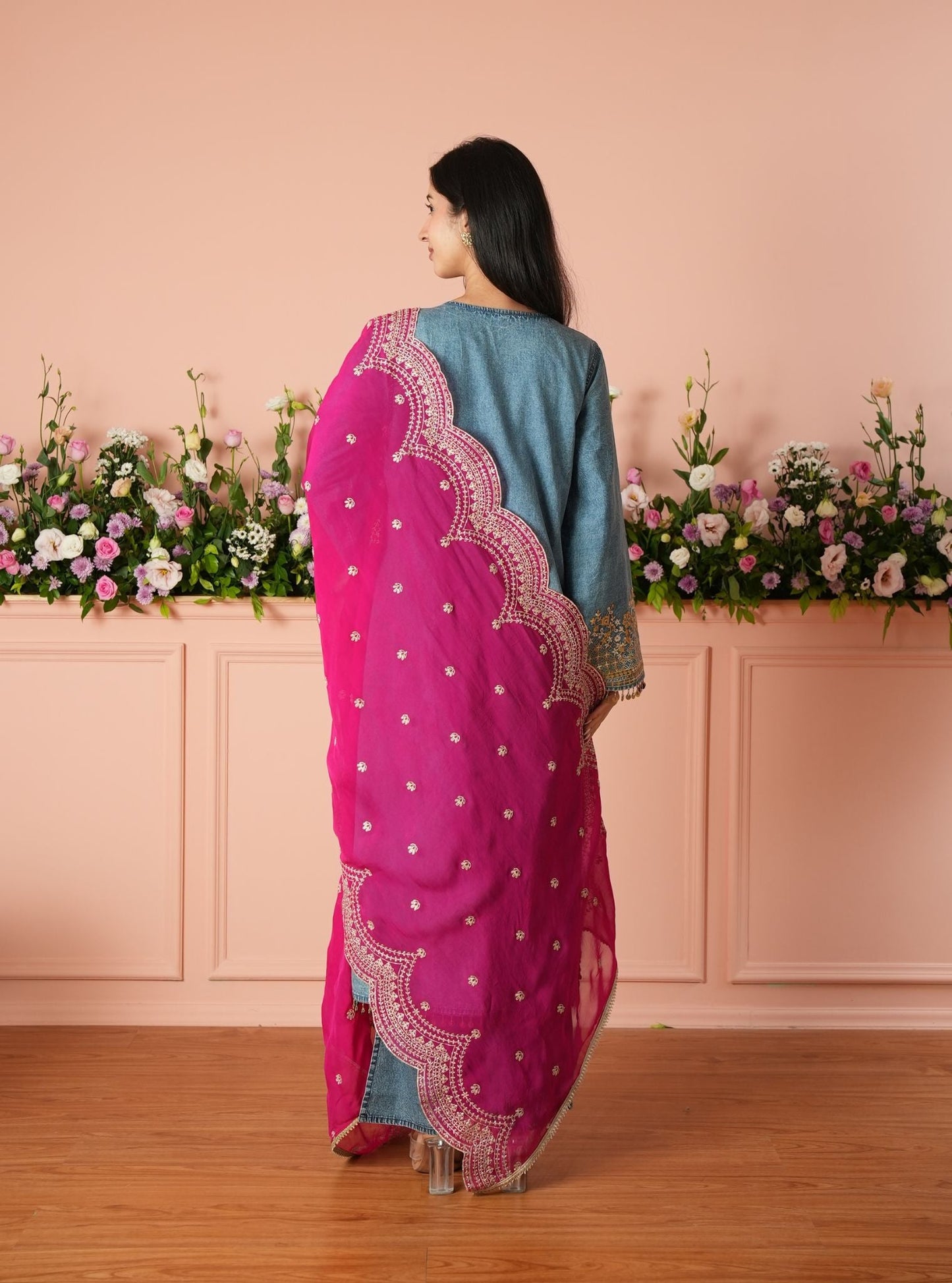 Rumei Denim Blue Kurta Set