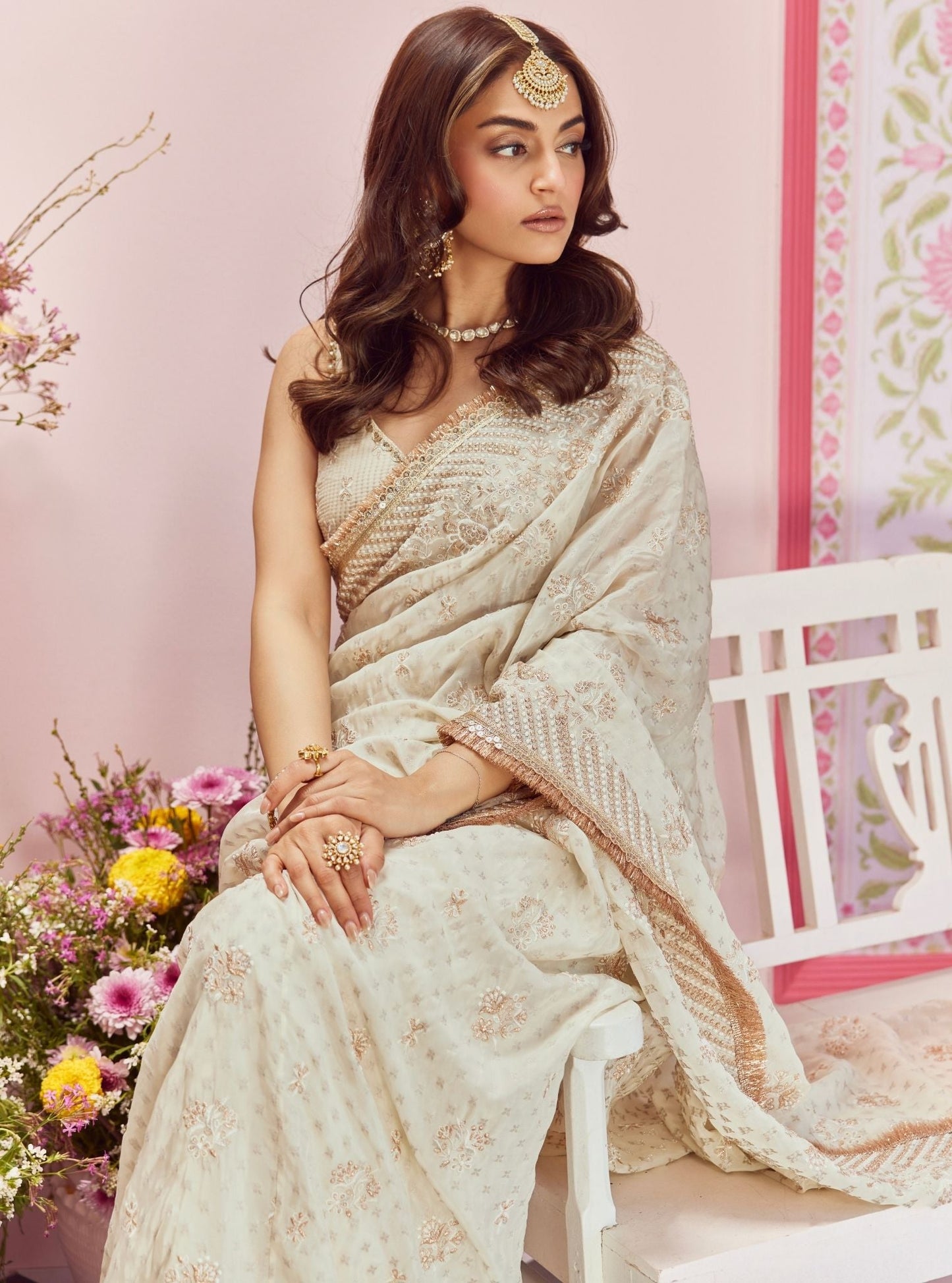 lagan Banarsi Off White Saree