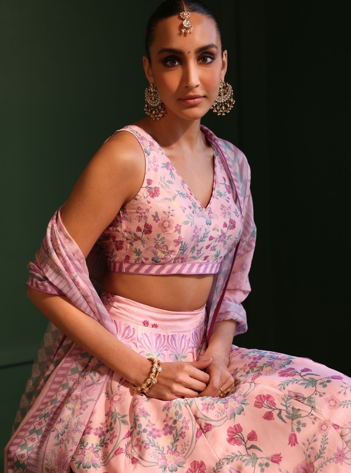Jhanak Cupro Satin Pink Lehenga