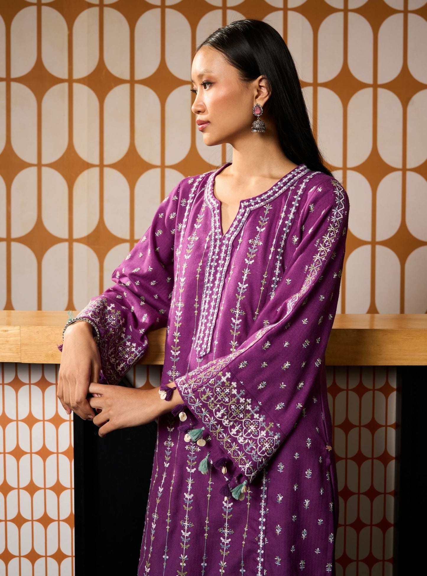 Phoebev Wool Purple Kurta Set