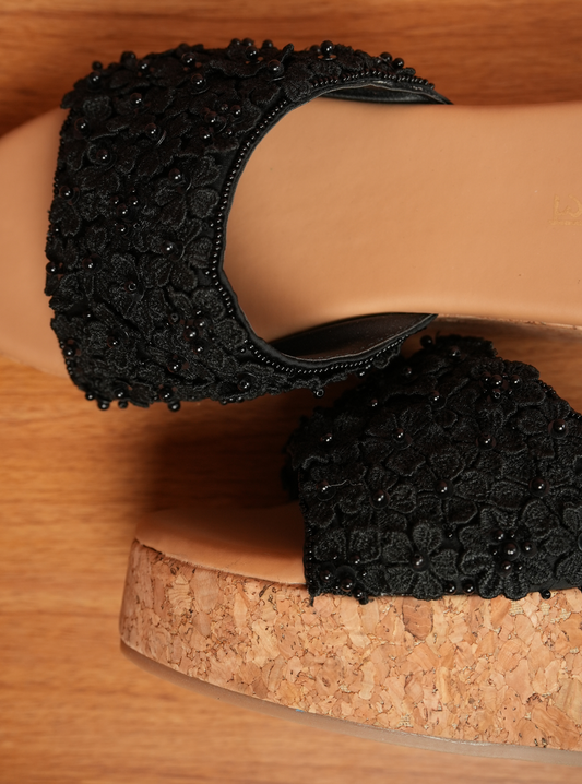 Aaliyah Black Platform Wedge Heel