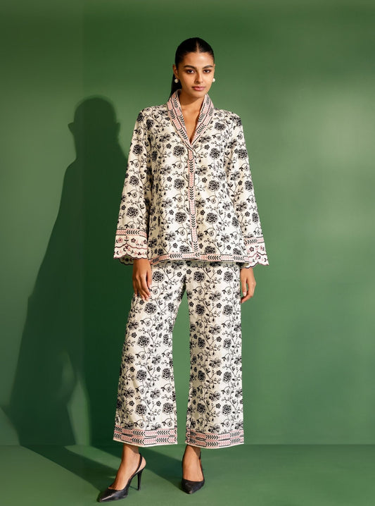 Colby Wool Off White Shirt Co-ord Set