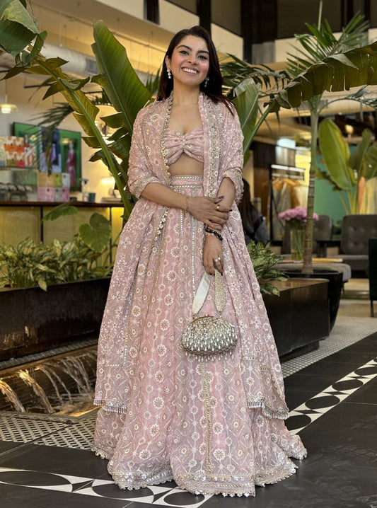 Antona Organza Pink Lehenga