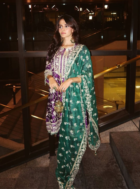 Sanae Cupro Satin Purple Kurta Set