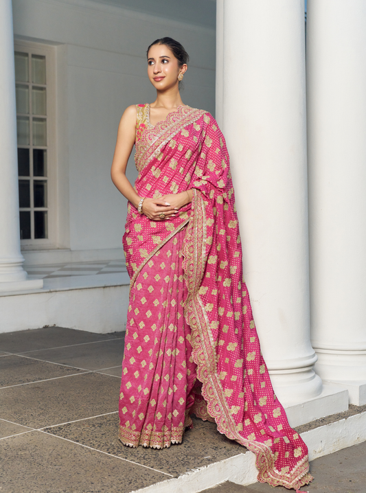 Taani Banarsi Fuschia Saree