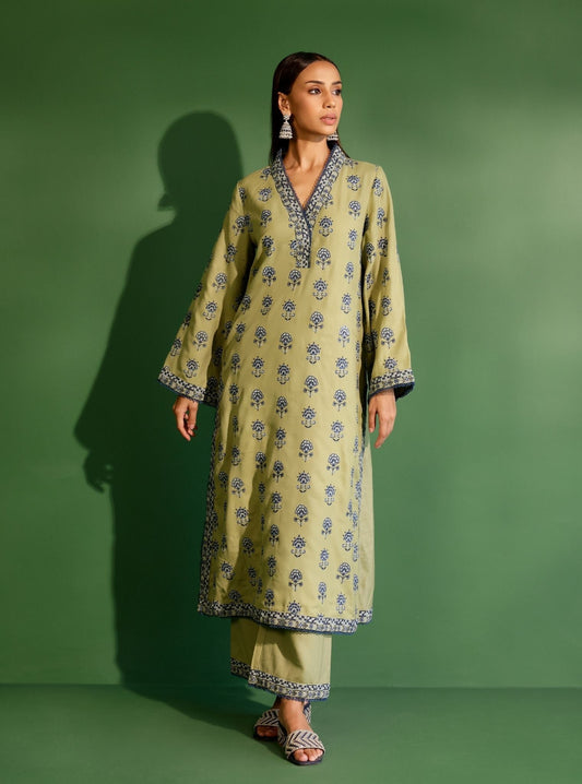 Harlow Wool Green Kurta Set
