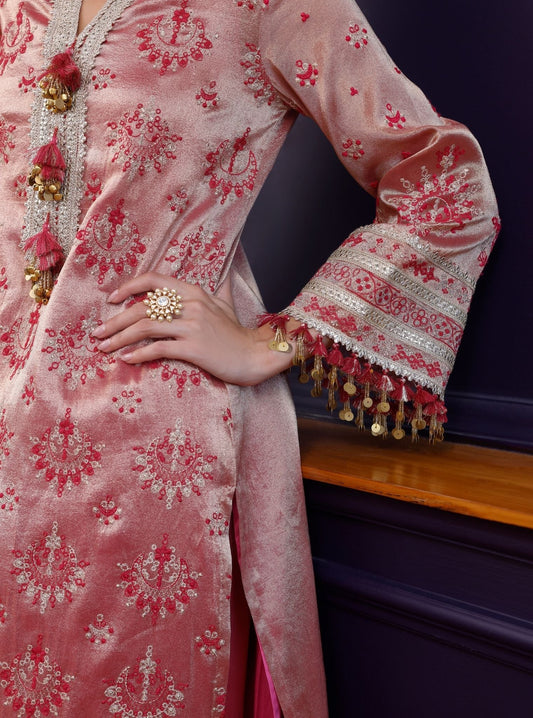 Amie Tissue Fuschia Kurta Set