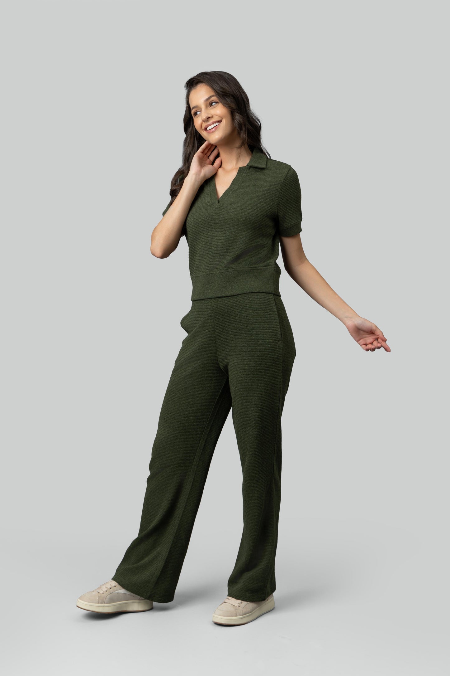 Olive Ottoman Rib Polo Set