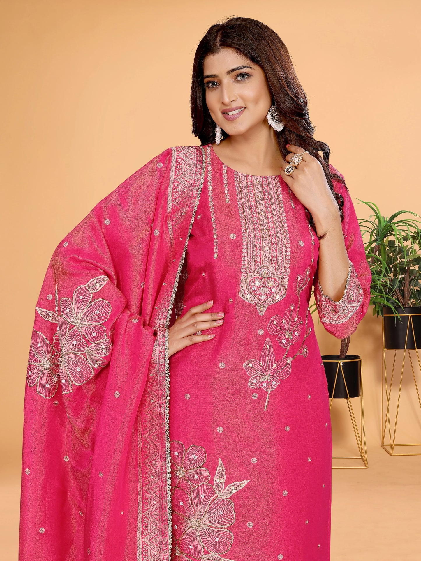 Regal Rani Hand-Work Tissue Suit Set