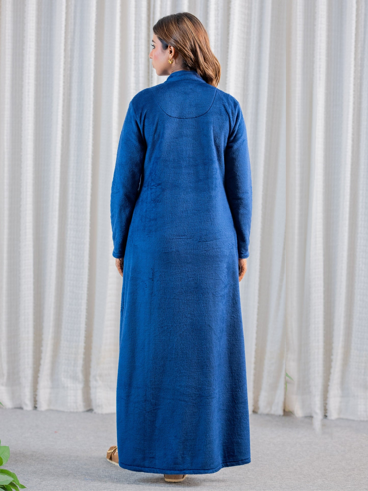 Super Soft Navy Blue pleated Woollen Maxi