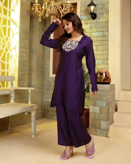 Haze Purple Handwork Co-ord Set