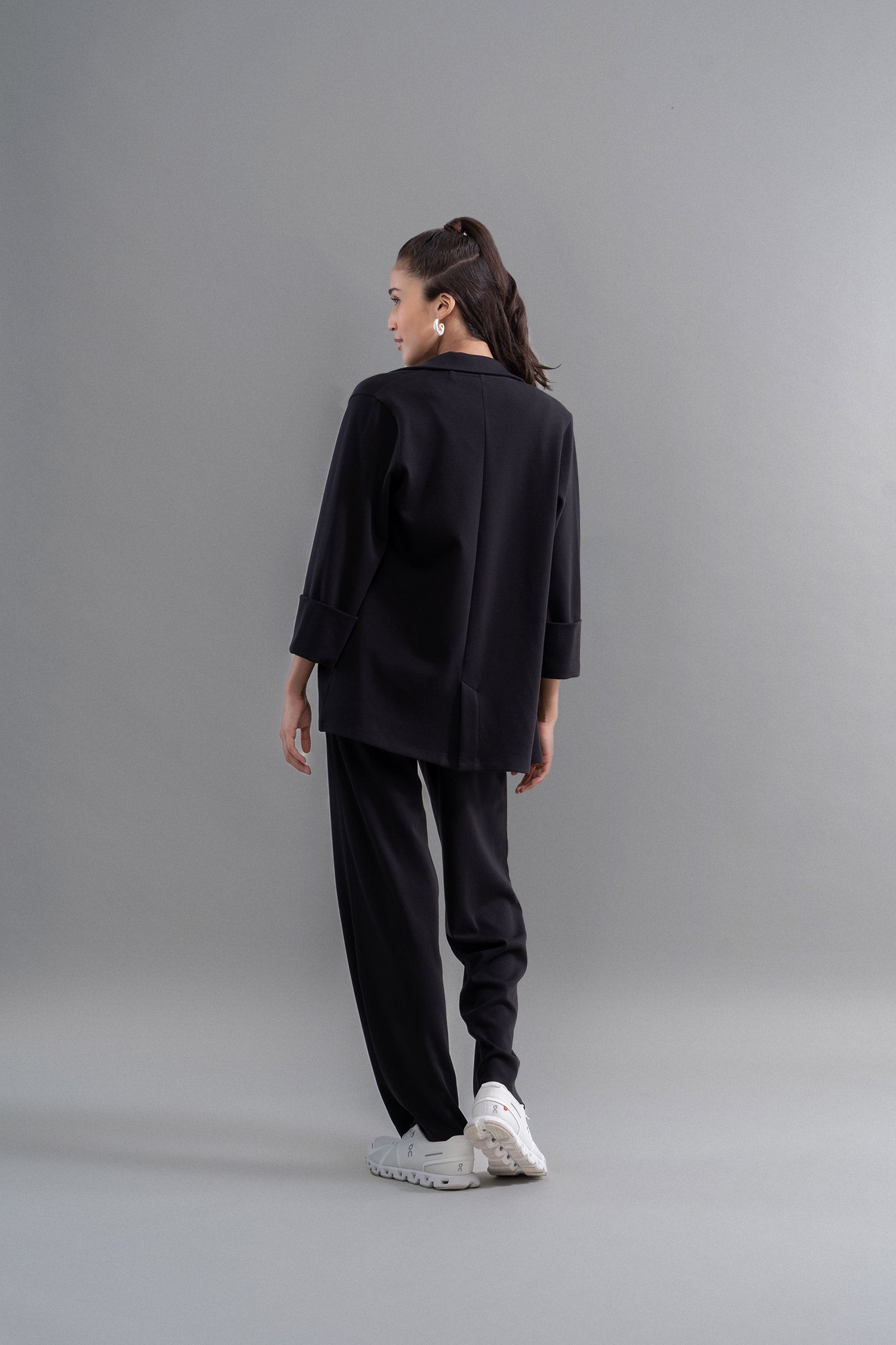 Snugknit® Black Flared Pant With Tank Top & Blazer