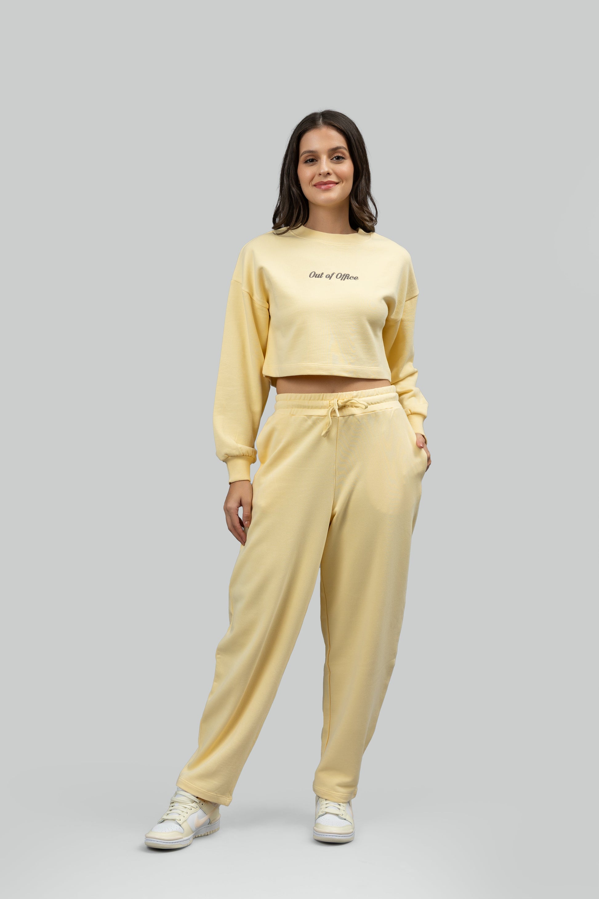 Butter Yellow Terry Barrel Pants