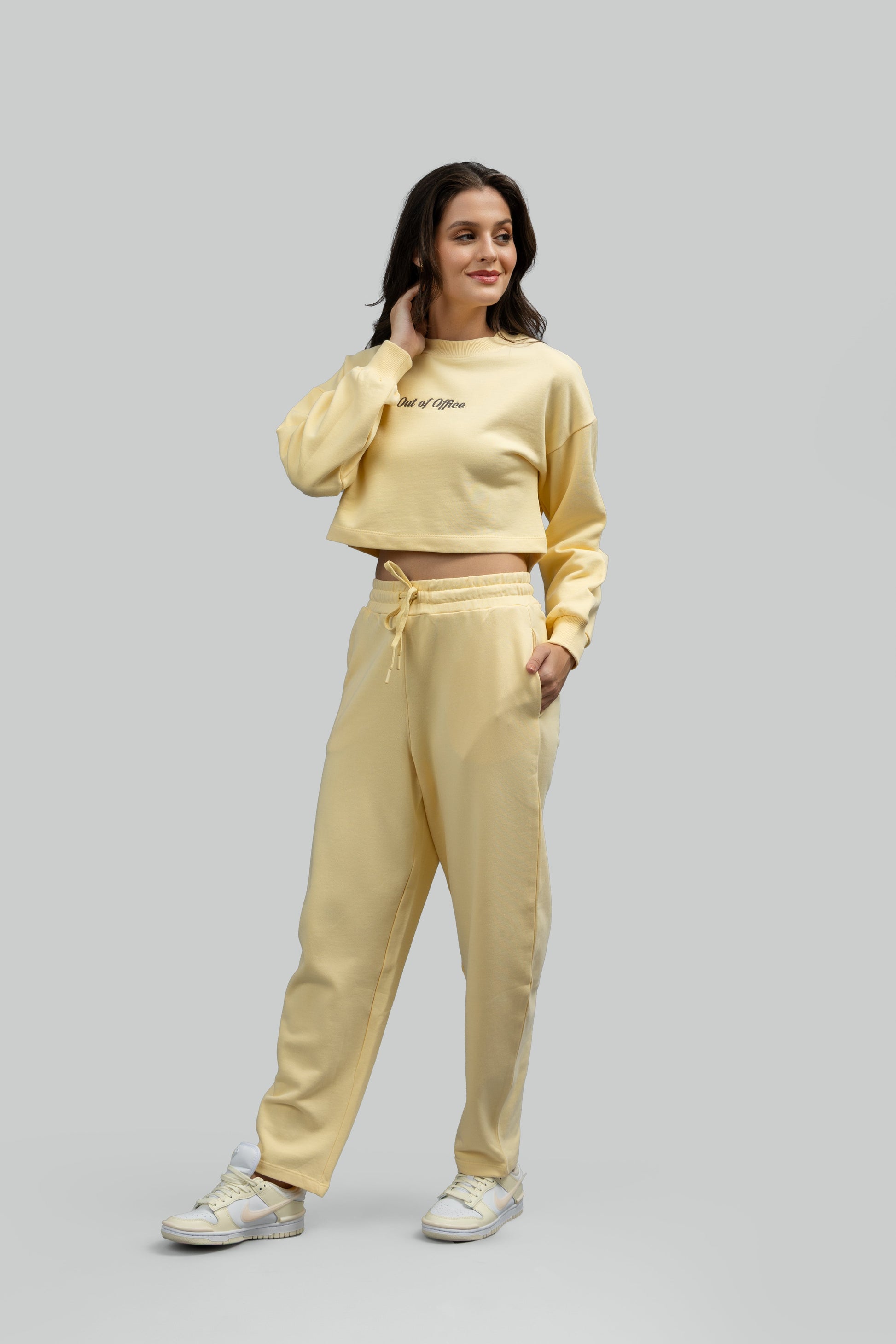 'Out Of Office' Yellow Terry Barrel Co-ord Set