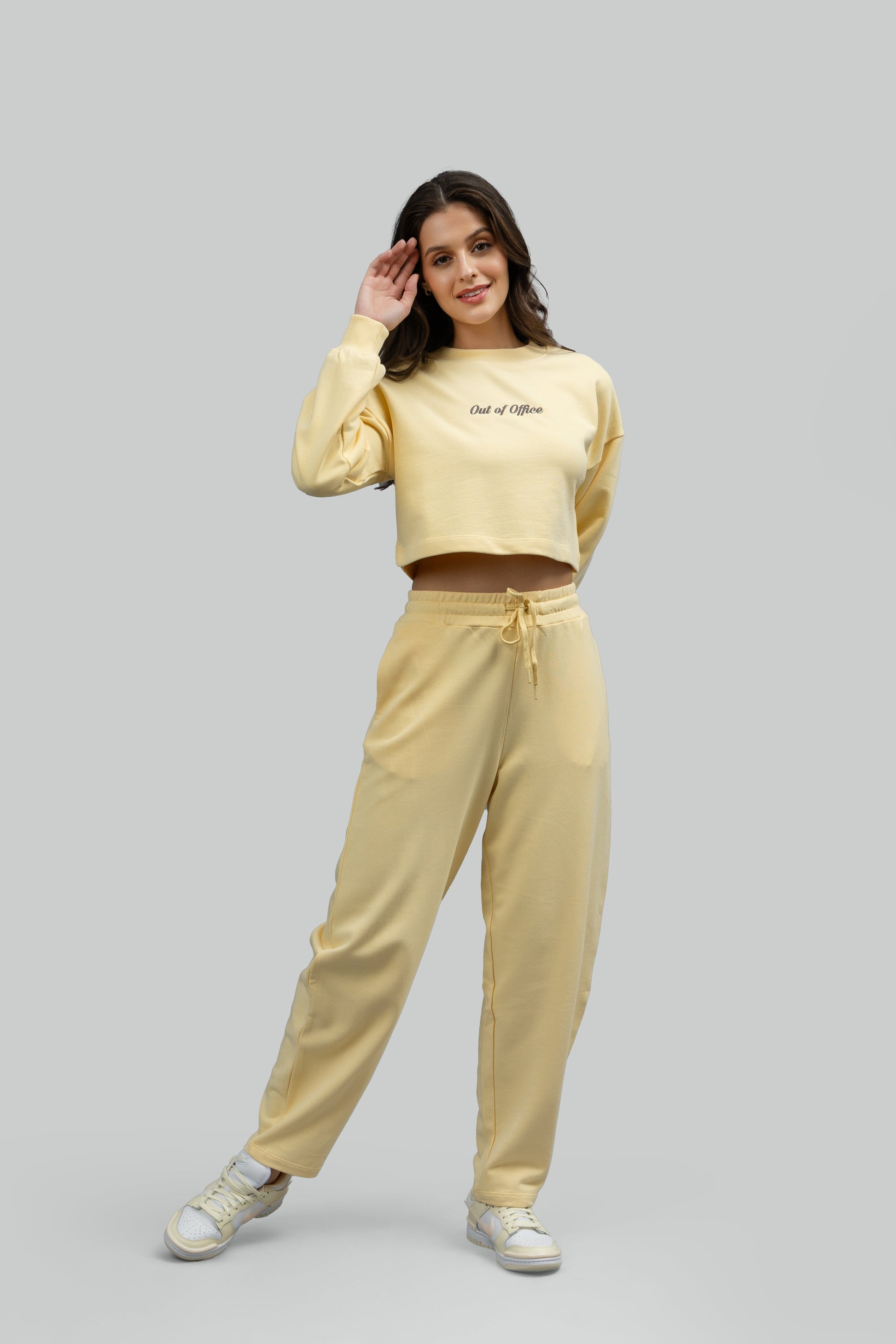 'Out Of Office' Yellow Terry Barrel Co-ord Set