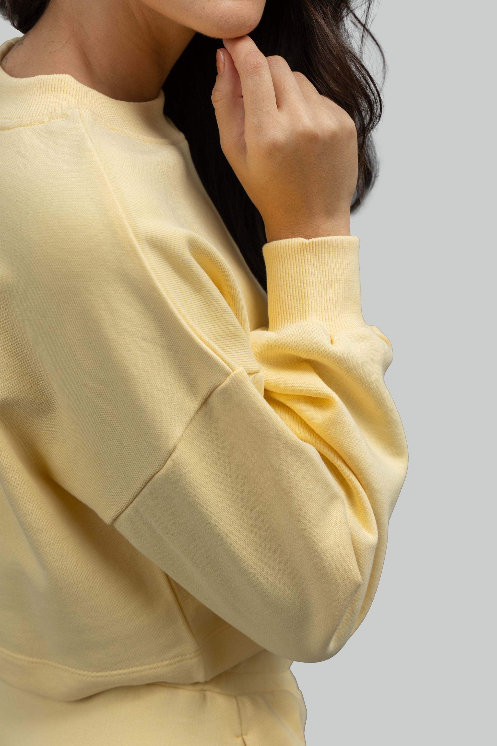 'Out Of Office' Yellow Terry Cropped Sweatshirt