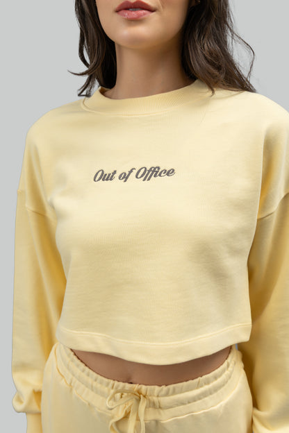 'Out Of Office' Yellow Terry Barrel Co-ord Set