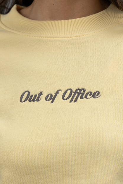 'Out Of Office' Yellow Terry Cropped Sweatshirt