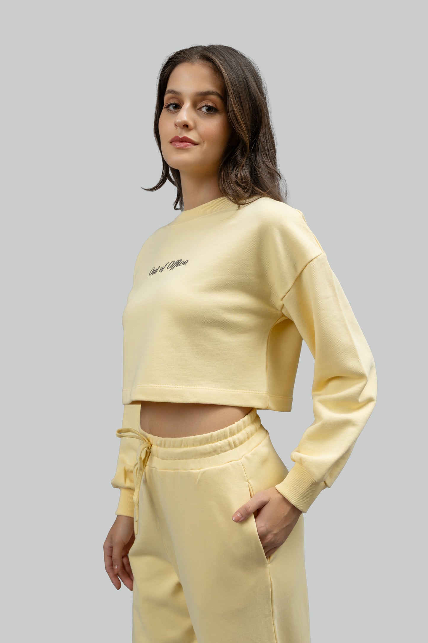 'Out Of Office' Yellow Terry Barrel Co-ord Set