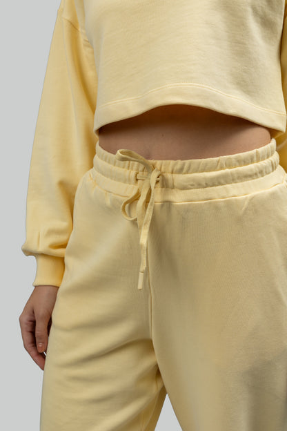 Butter Yellow Terry Barrel Pants