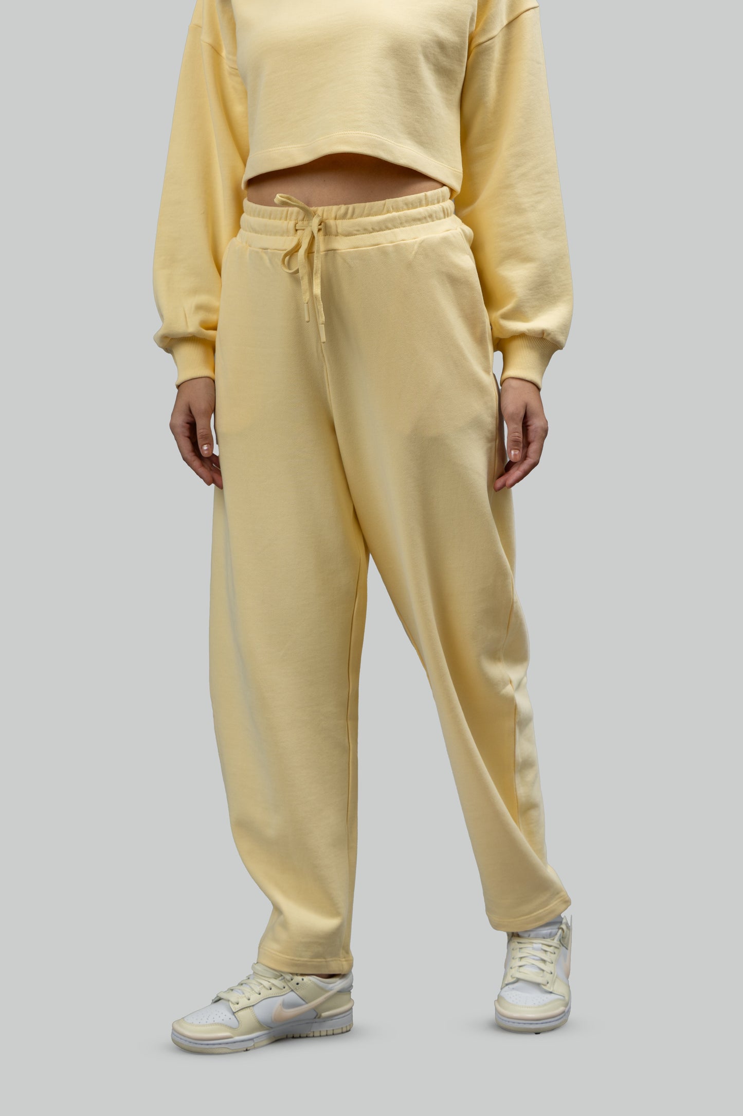Butter Yellow Terry Barrel Pants