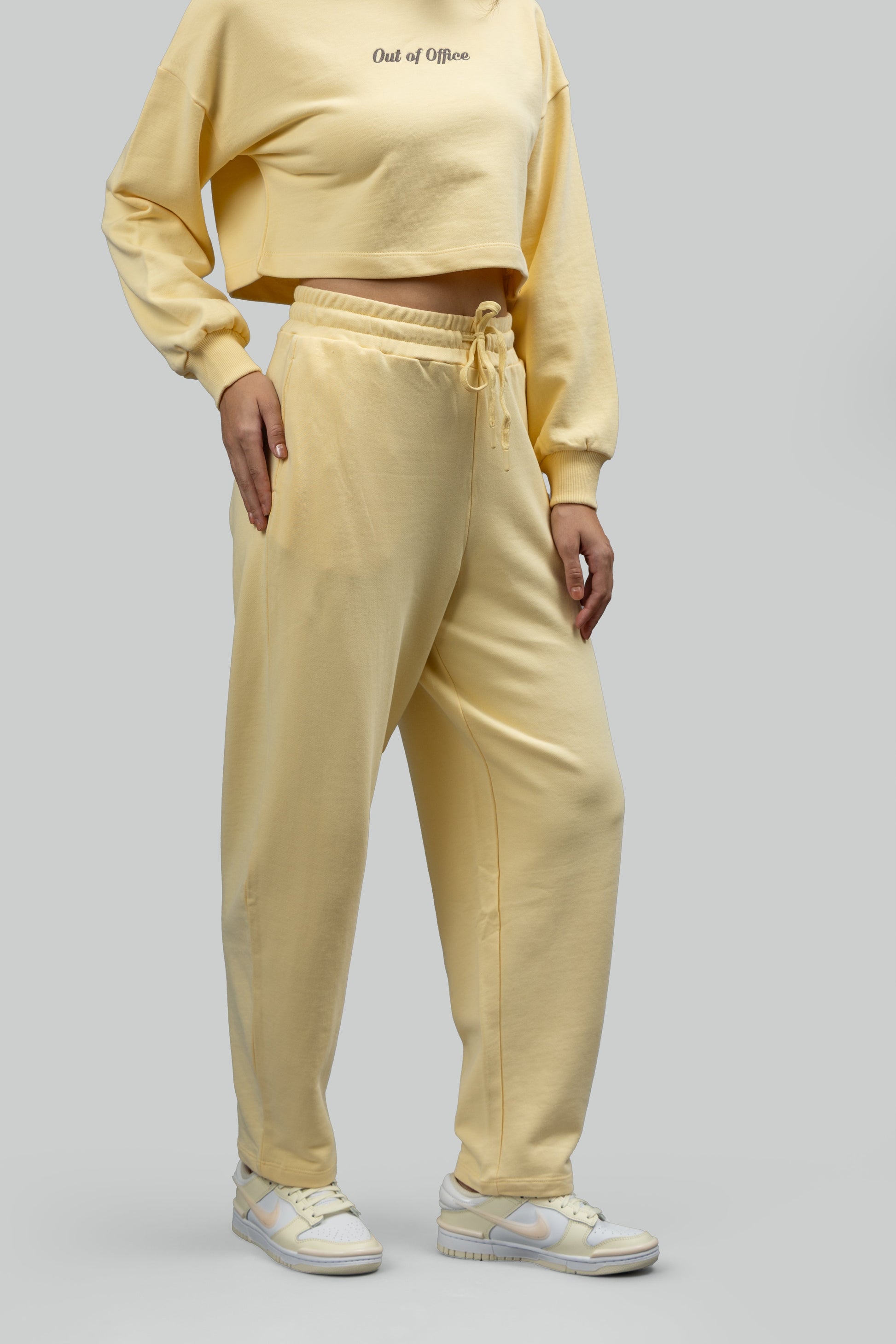Butter Yellow Terry Barrel Pants