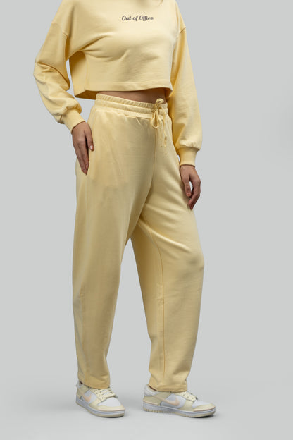 Butter Yellow Terry Barrel Pants