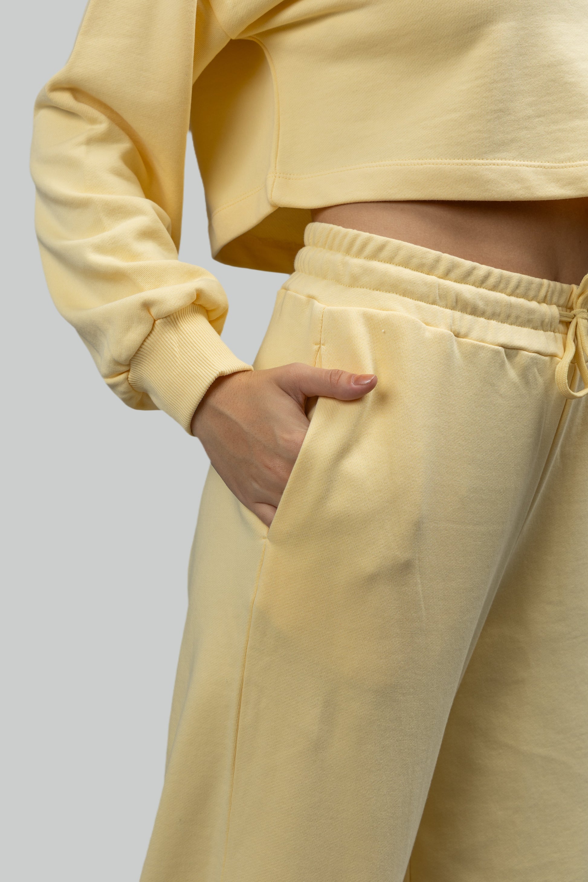 Butter Yellow Terry Barrel Pants