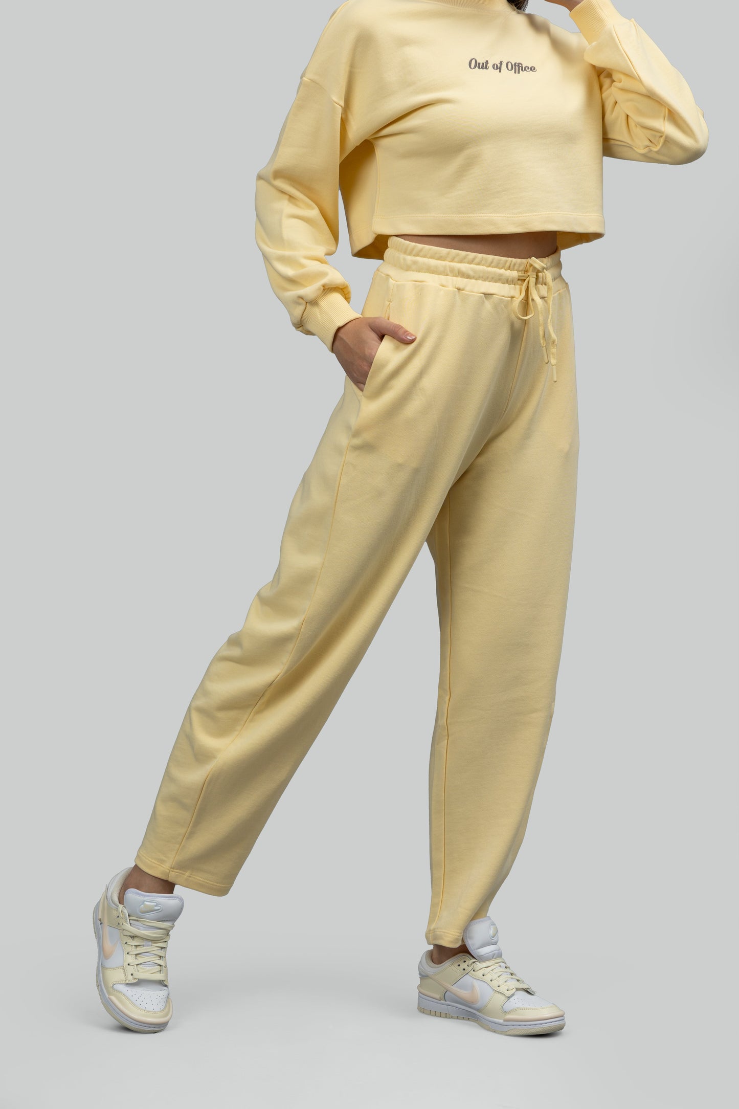 Butter Yellow Terry Barrel Pants