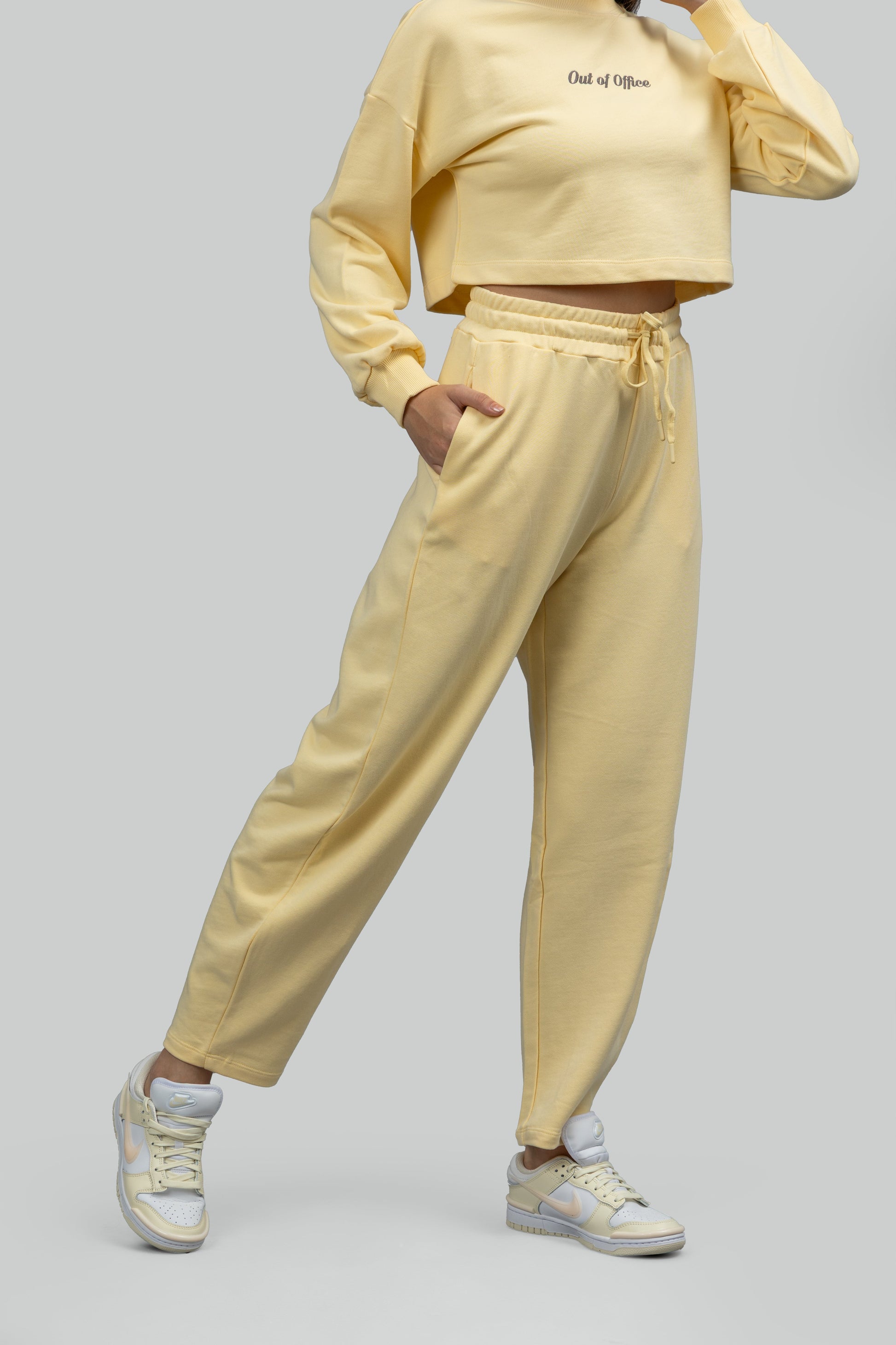 Butter Yellow Terry Barrel Pants