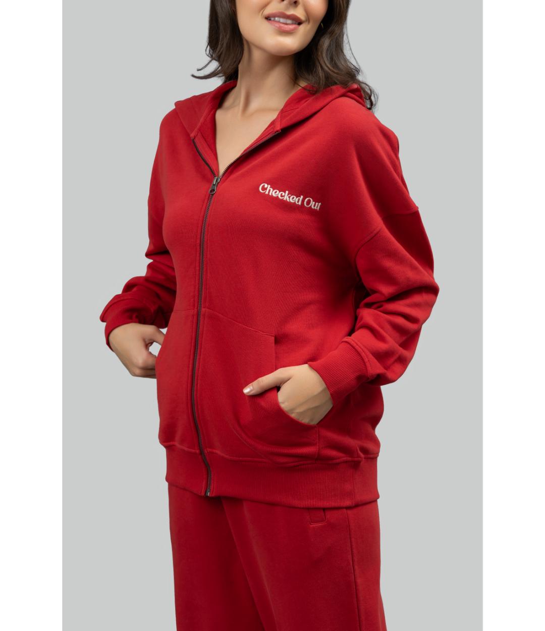 'Checked Out' Cotton Terry Zip-up Hoodie Set