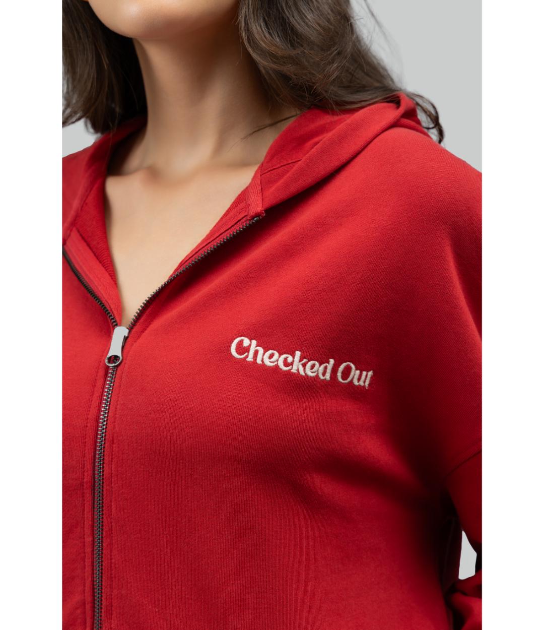 'Checked Out' Cotton Terry Zip-up Hoodie Set