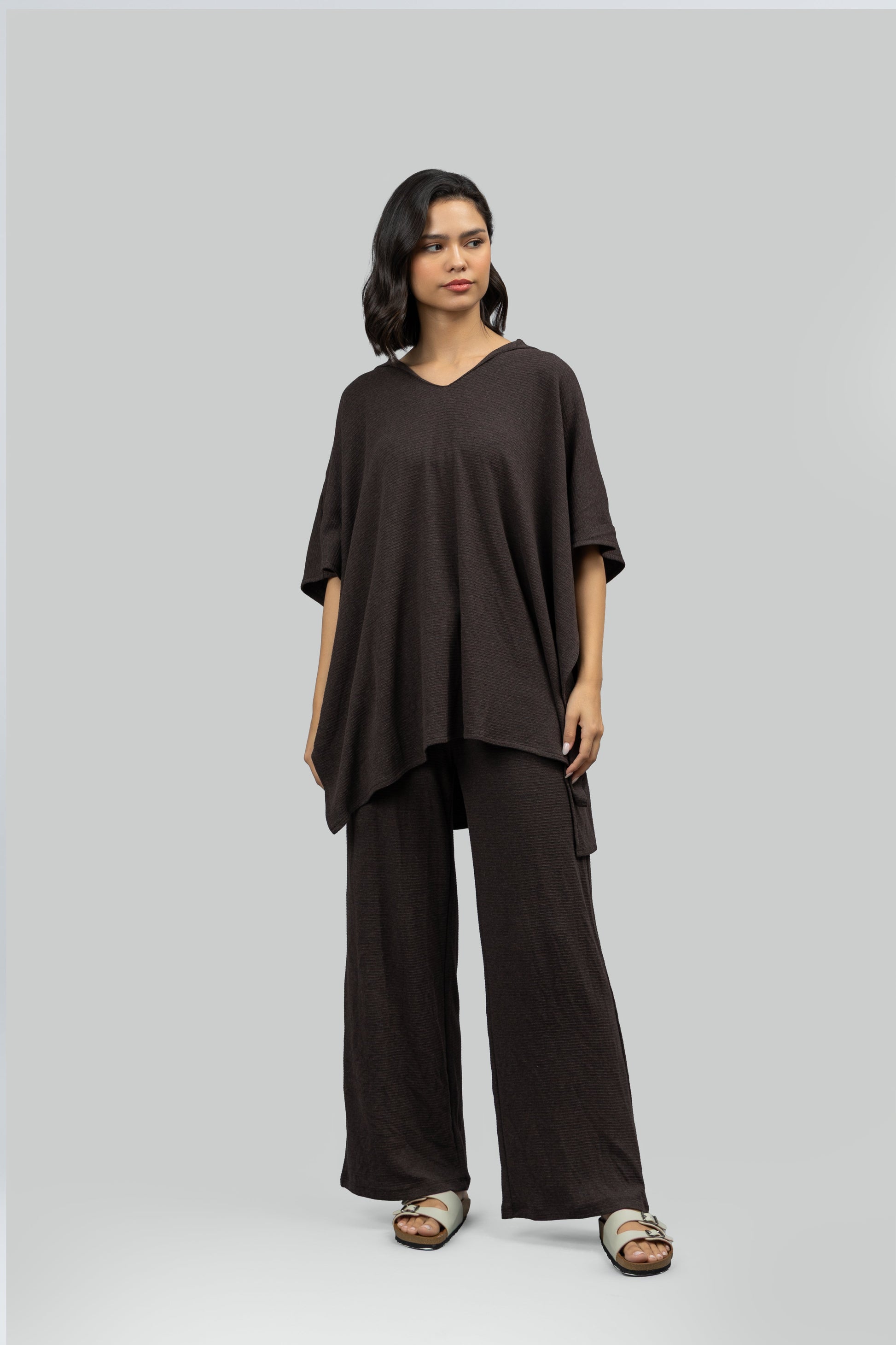 Relaxed Mocha Kaftan Hoodie Set