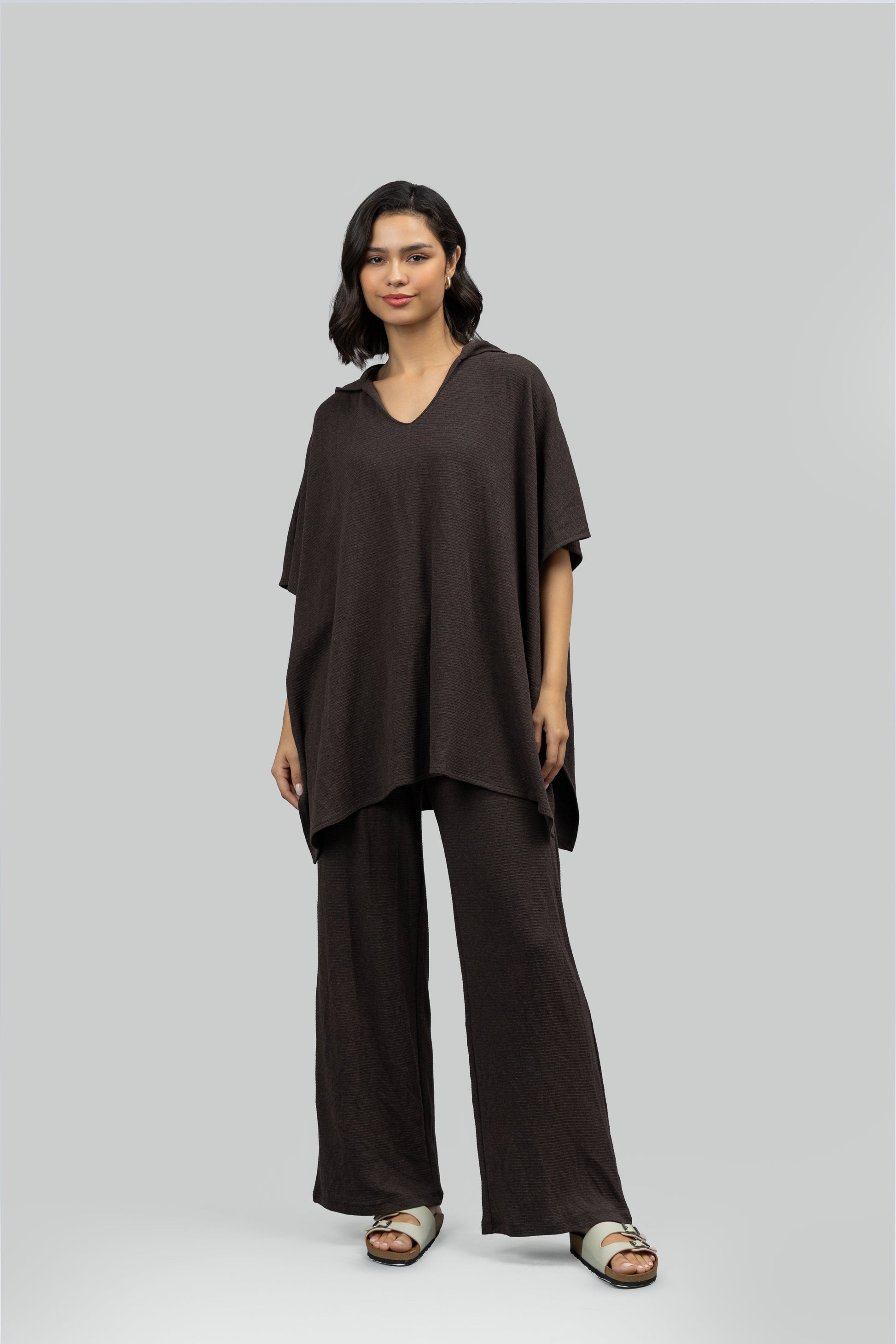 Relaxed Mocha Kaftan Hoodie Set