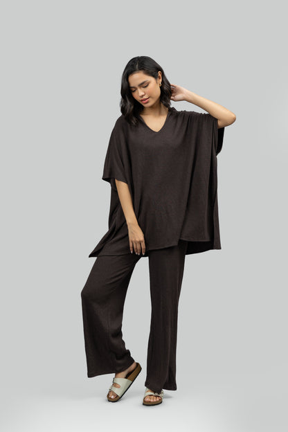 Relaxed Mocha Kaftan Hoodie Set