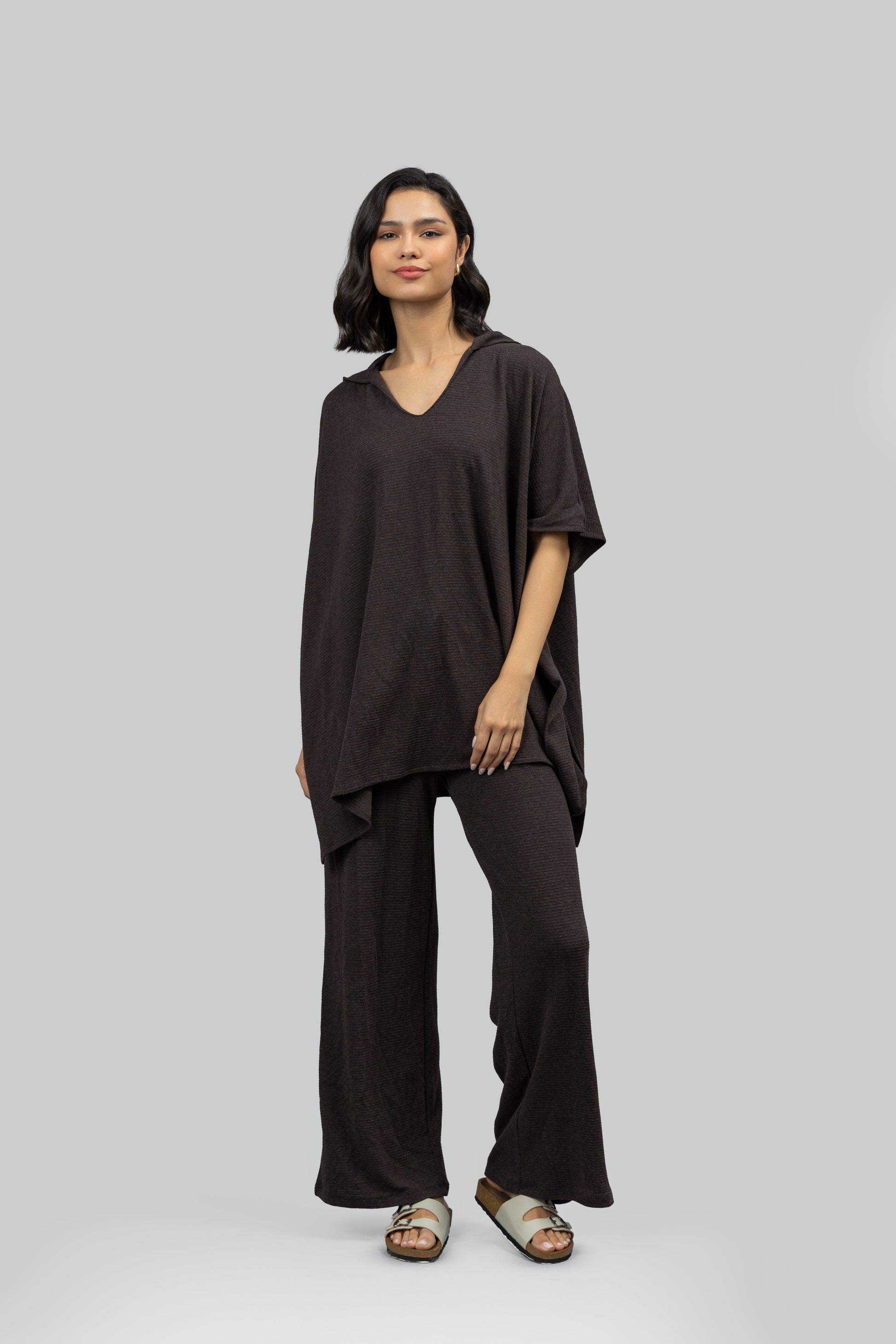 Relaxed Mocha Kaftan Hoodie Set