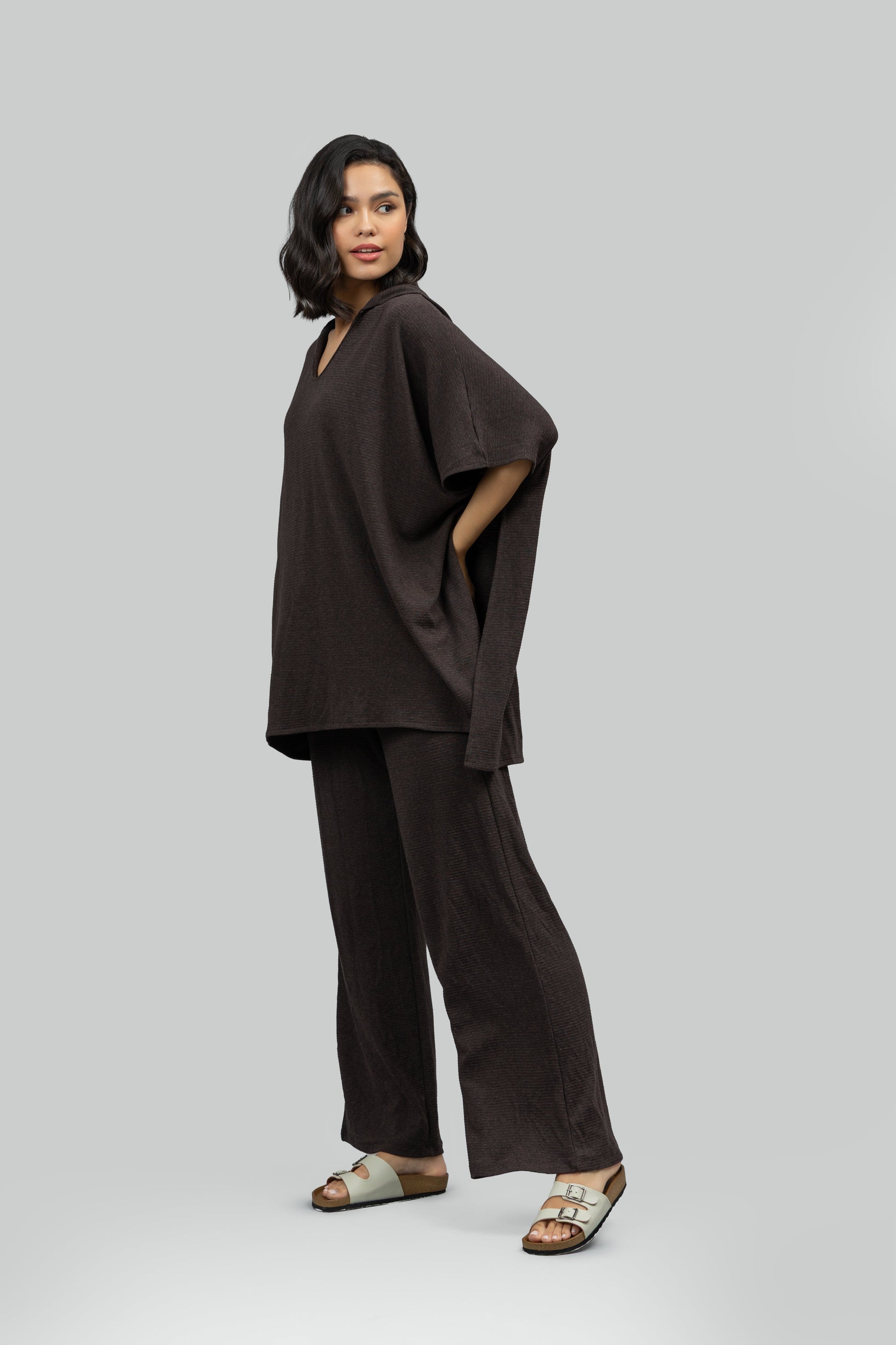 Relaxed Mocha Kaftan Hoodie Set
