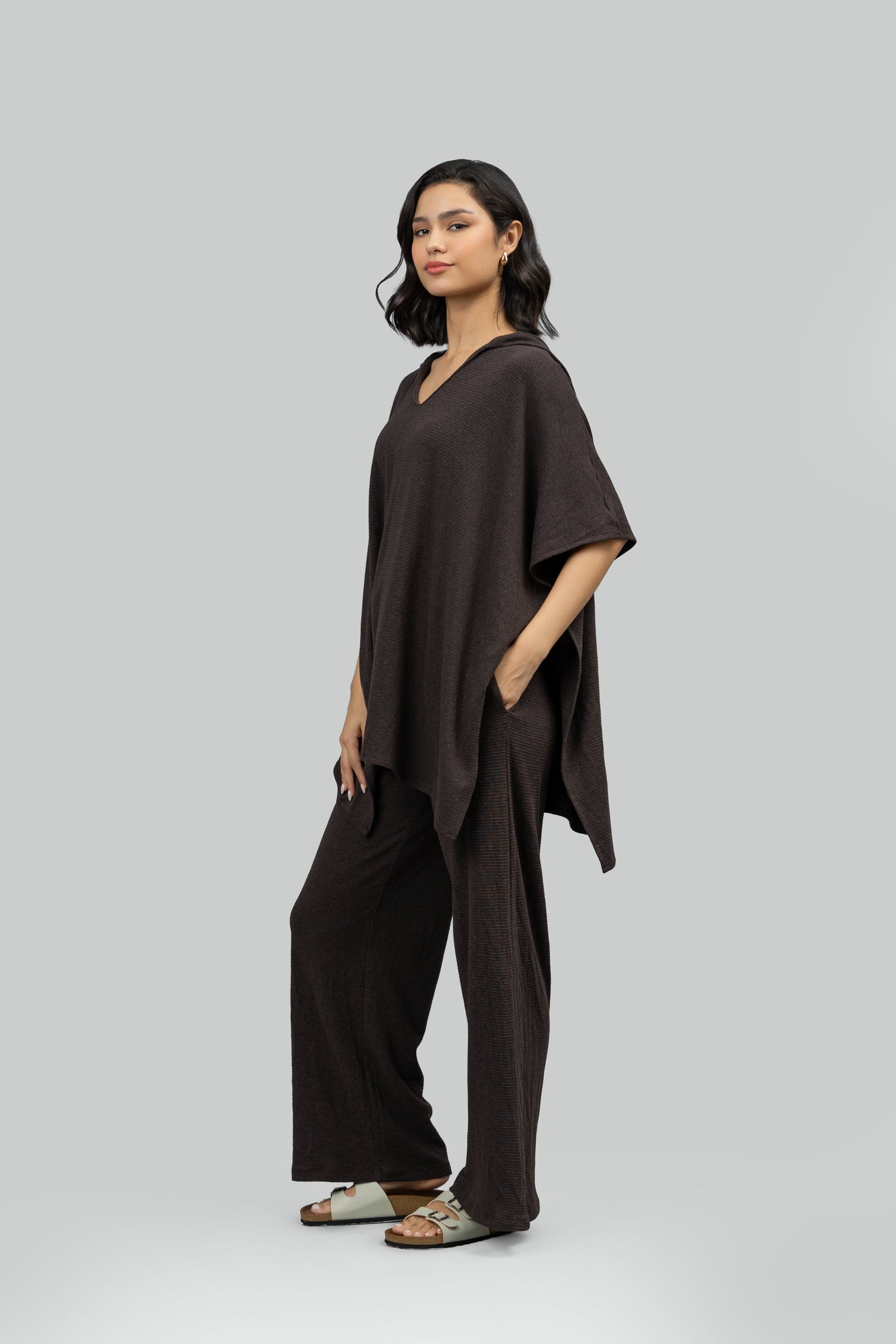 Relaxed Mocha Kaftan Hoodie Set