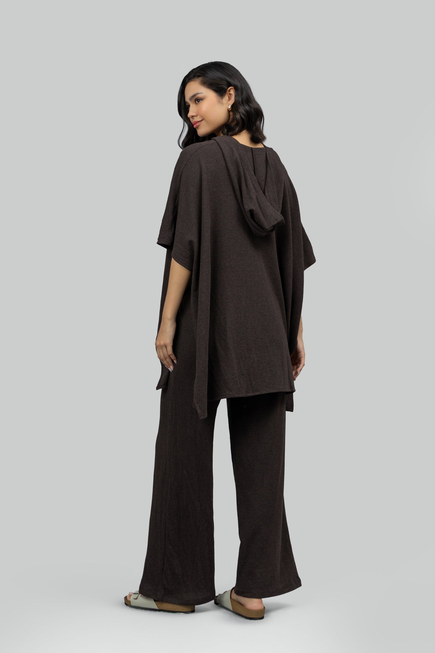 Relaxed Mocha Kaftan Hoodie Set