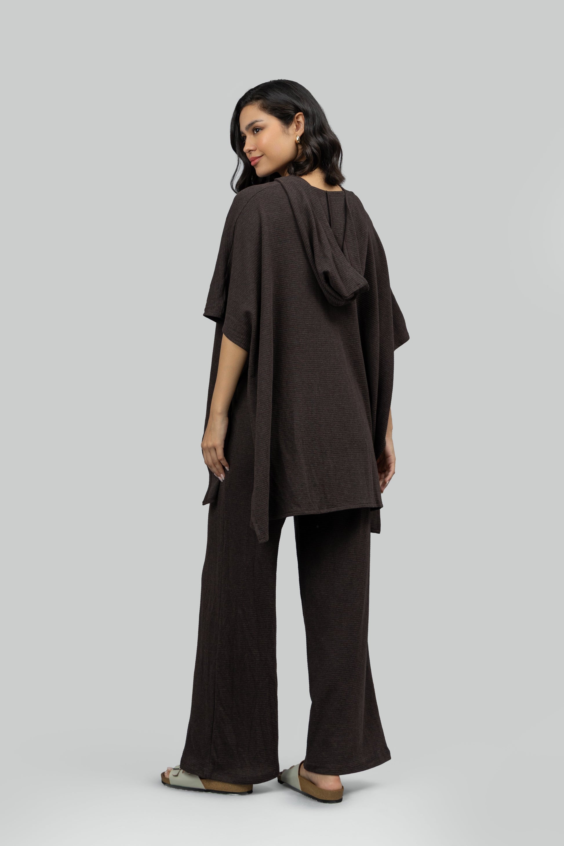 Relaxed Mocha Kaftan Hoodie Set
