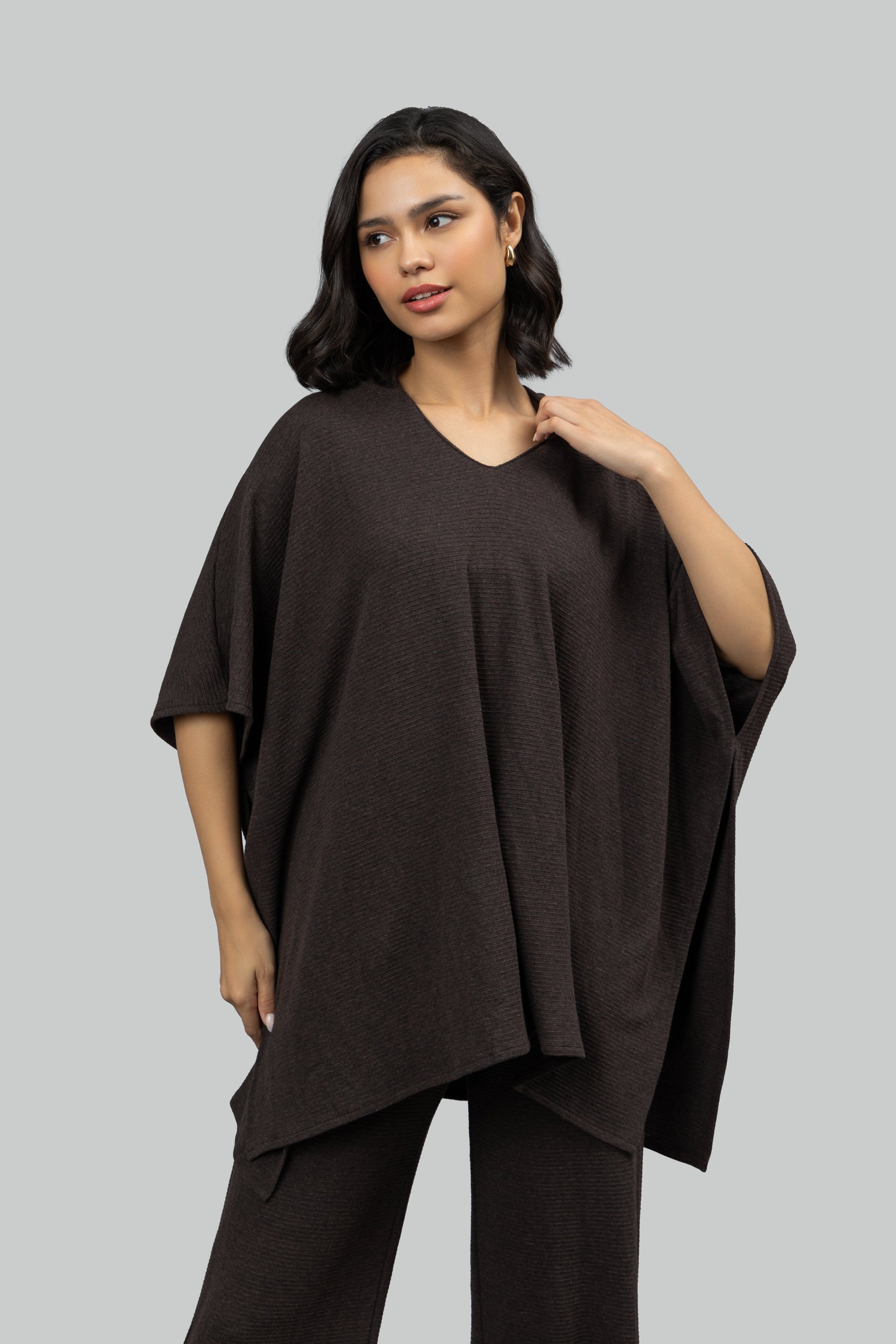 Relaxed Mocha Kaftan Hoodie Set