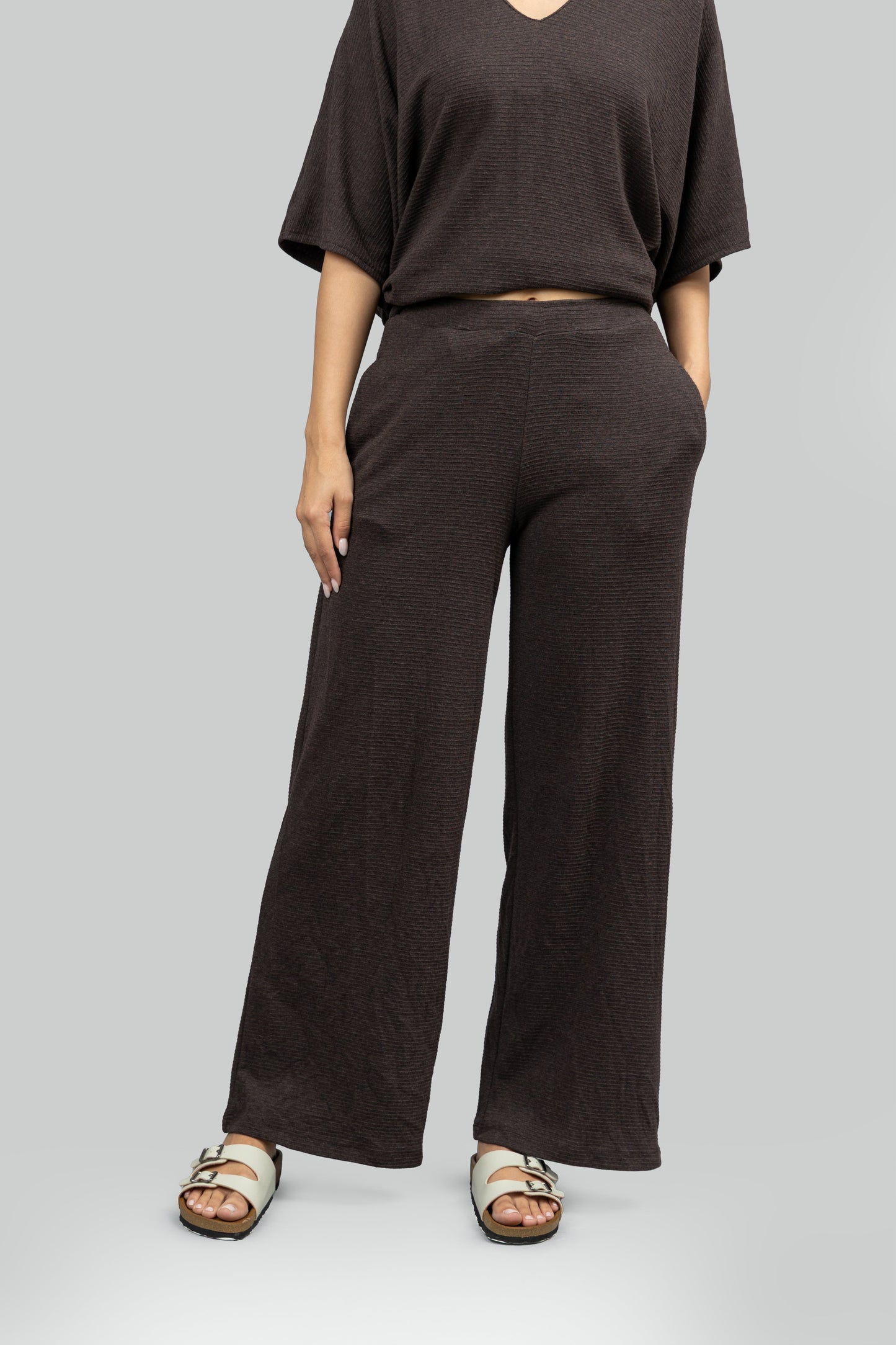 Relaxed Mocha Wide Leg Lounge Pants