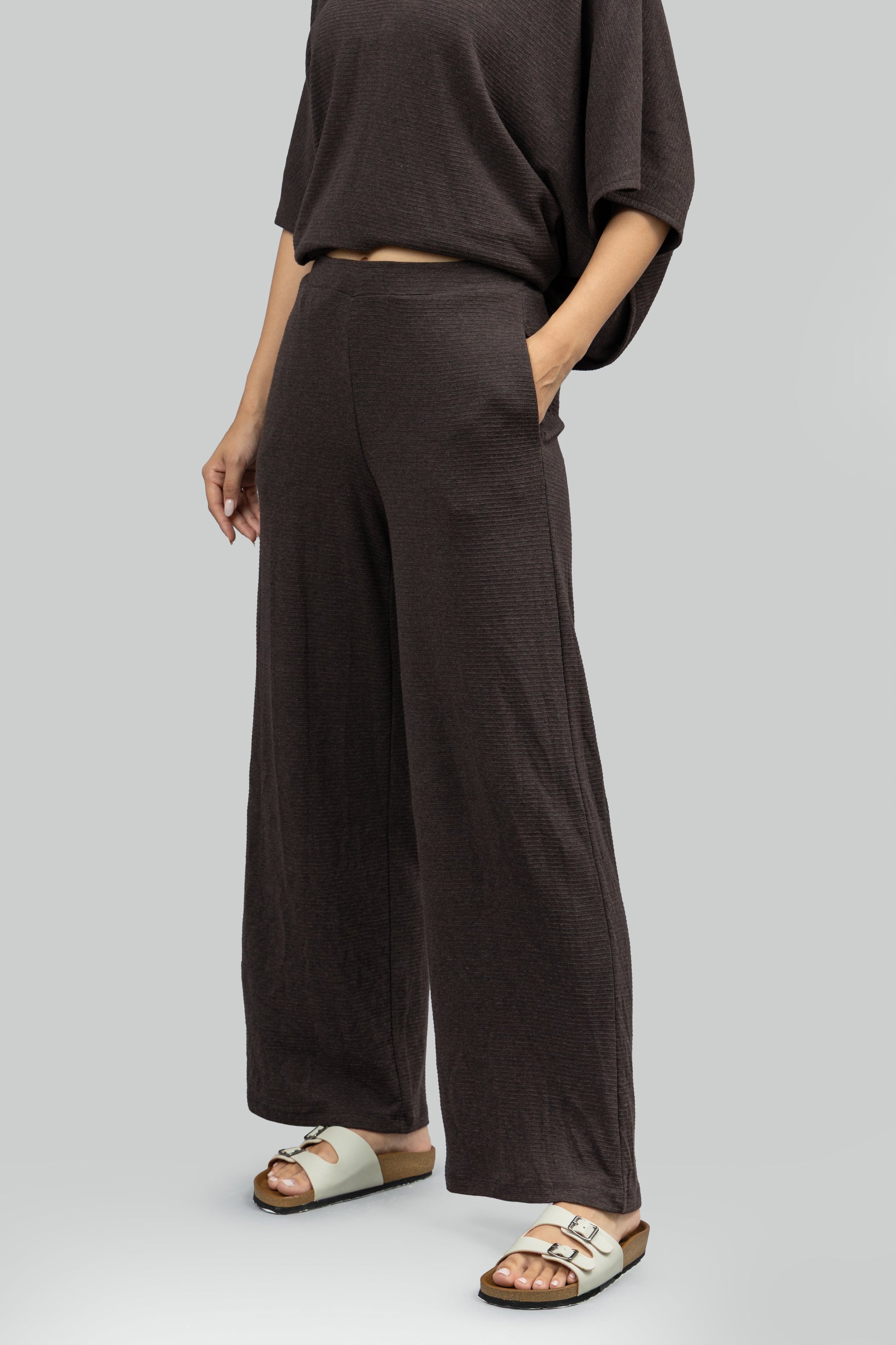 Relaxed Mocha Wide Leg Lounge Pants