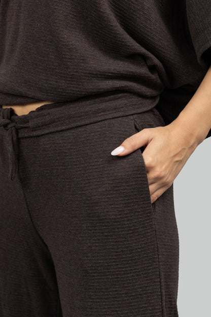 Relaxed Mocha Wide Leg Lounge Pants